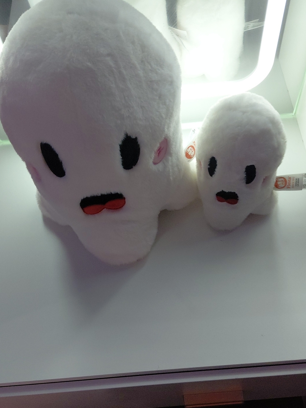 Fiesta White Ghost Plush Pair with Black & Pink Accents